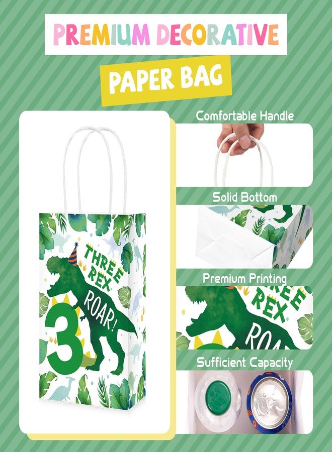 Grencian 16Pcs Dinosaur 3rd Birthday Party Favor Bags 3 Three Rex Dinosaur Candy Treat Gift Goodie Bags with Handles Three Rex Birthday Decorations for Boys 3 Year Old Party Decorations Favors Supplies - Image 3